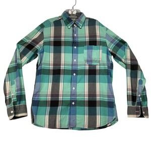 J. Crew Indian Madras Woven Plaid Button Down Shirt Womens Size M